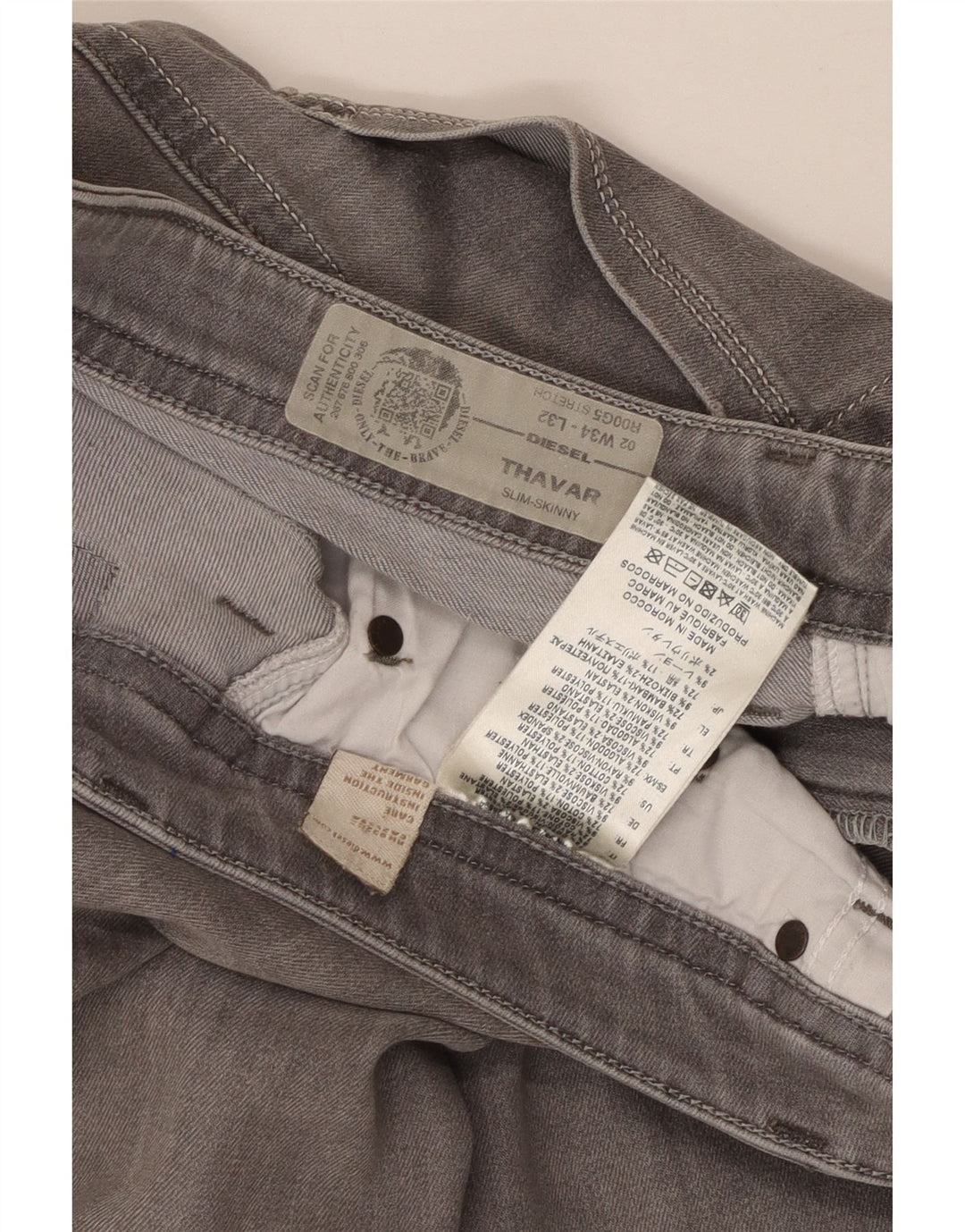 Jeans skinny slim Thavar da donna DIESEL W34 L32 cotone grigio