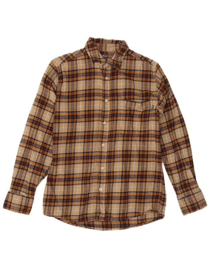 EDDIE BAUER Camicia da uomo in flanella di cotone a quadri beige piccolo