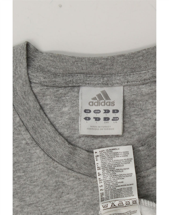 Felpa grafica da uomo ADIDAS, maglione grande, cotone grigio