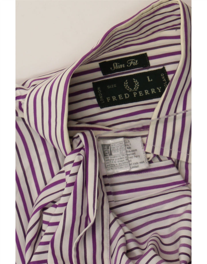 Camicia slim fit da uomo Fred Perry, cotone gessato grigio grande