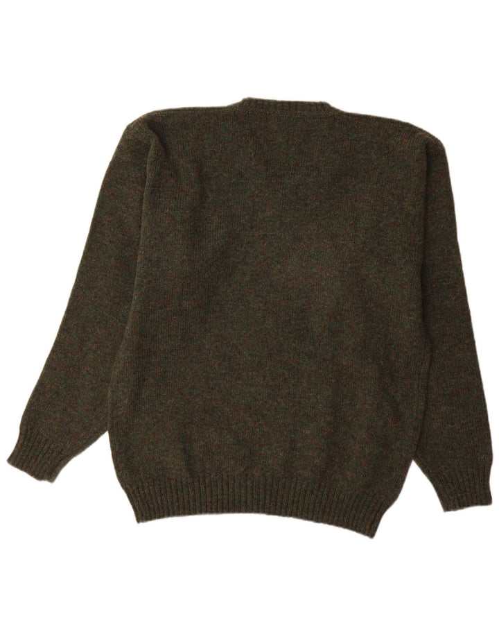 Maglione vintage da uomo con scollo a V XL color kaki