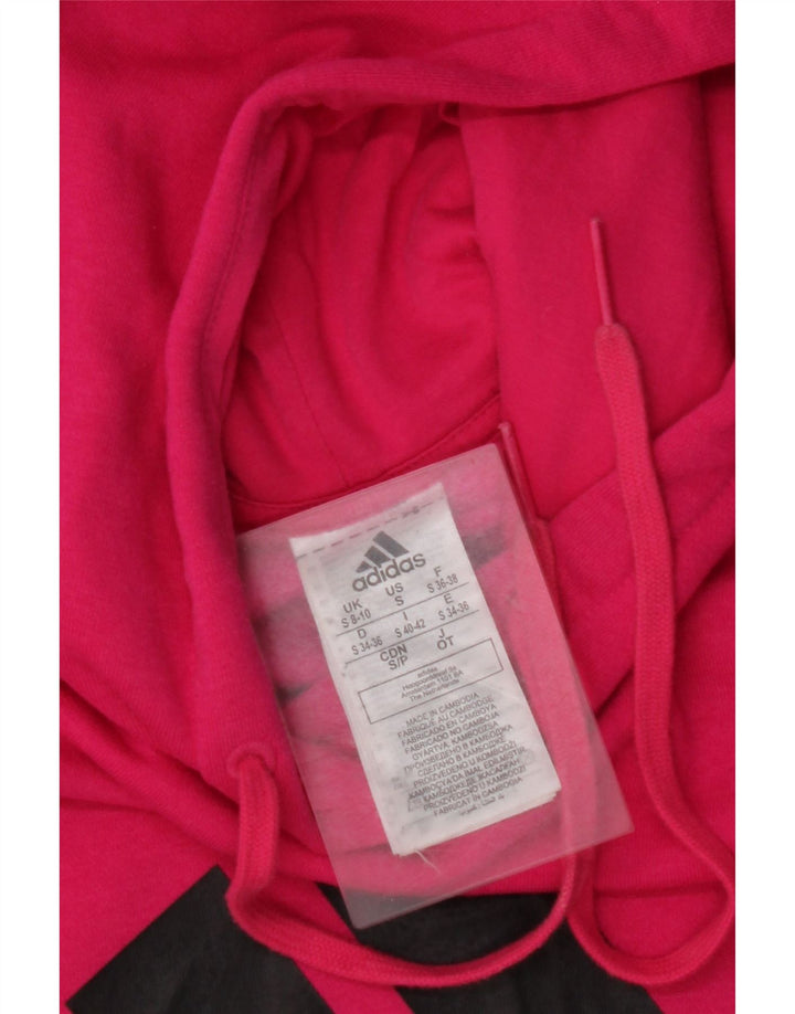 Maglione con cappuccio grafico da donna ADIDAS UK 8/10 piccolo cotone rosa