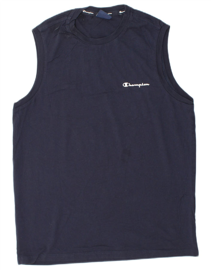 CHAMPION Mens Vest Top Large Navy Blue Cotton