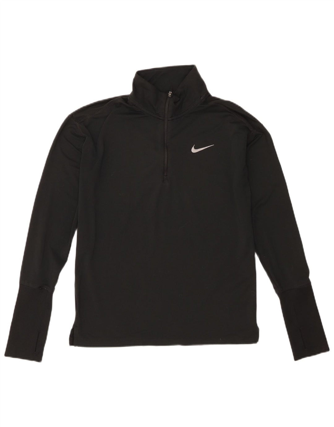 Maglia da tuta pullover con zip e collo Nike Dri Fit da donna UK 6 XS poliestere nero