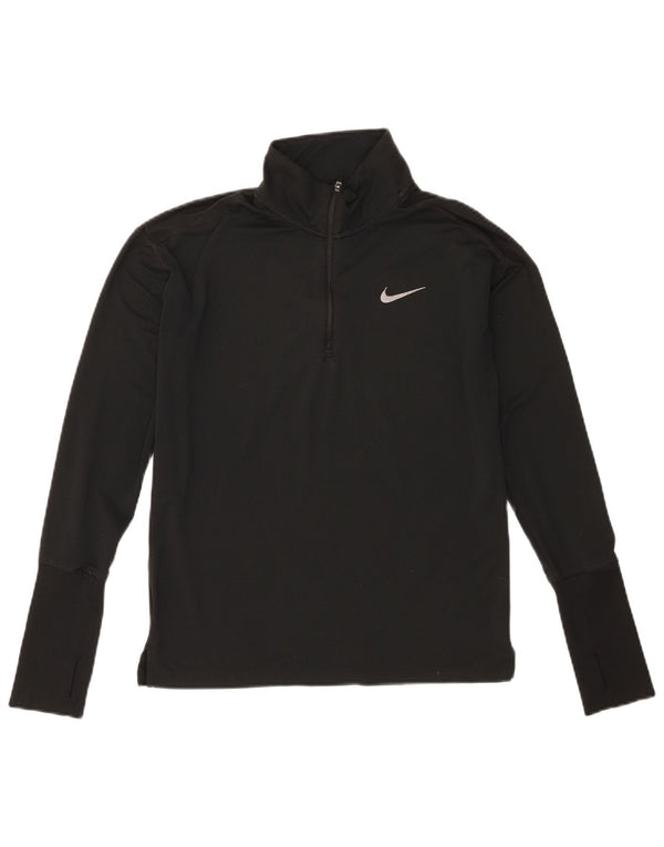 Maglia da tuta pullover con zip e collo Nike Dri Fit da donna UK 6 XS poliestere nero