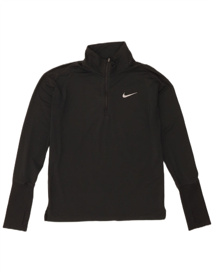 Maglia da tuta pullover con zip e collo Nike Dri Fit da donna UK 6 XS poliestere nero