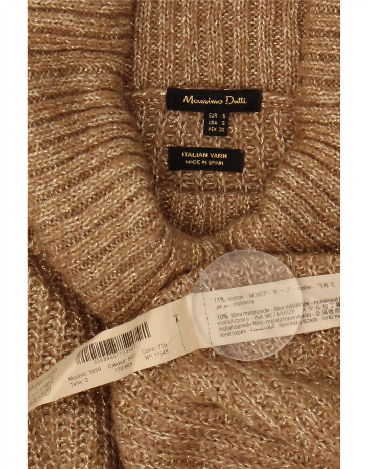 Maglione maglione da donna a collo alto Massimo Dutti UK 10 piccolo beige screziato