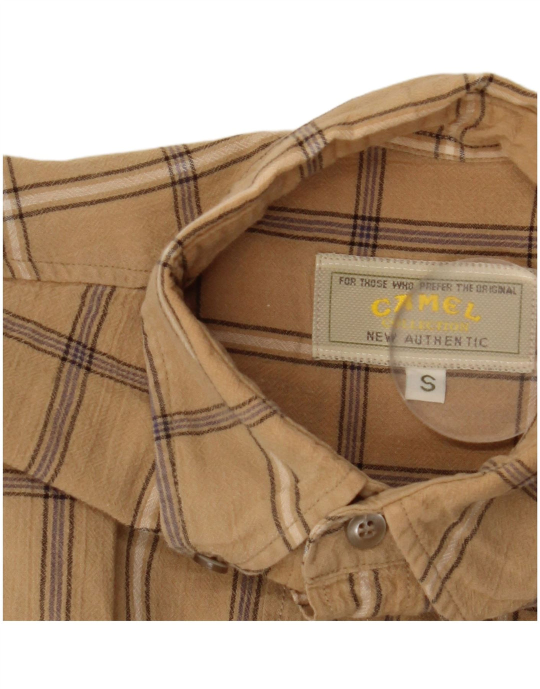 CAMEL Camicia a maniche corte da uomo a quadri beige piccolo