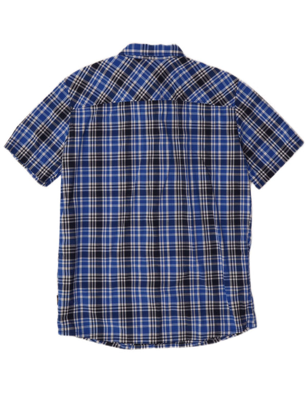 JACK WOLFSKIN Camicia a maniche corte da uomo UK 36/38 Poliammide a quadri piccoli blu