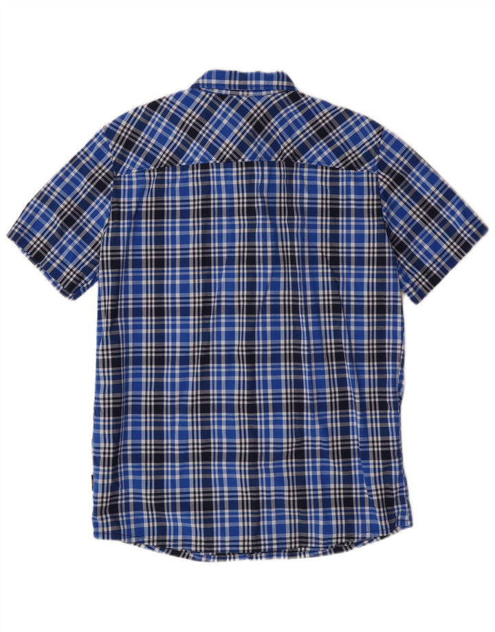 JACK WOLFSKIN Camicia a maniche corte da uomo UK 36/38 Poliammide a quadri piccoli blu