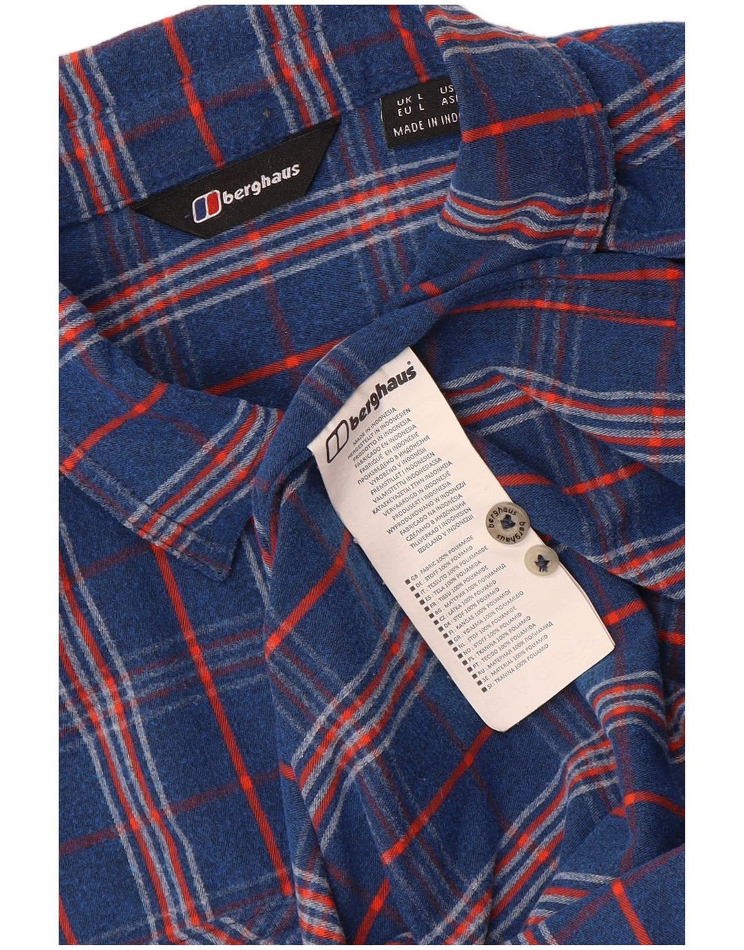 Berghaus Camicia da uomo in flanella a quadri blu grandi in poliammide