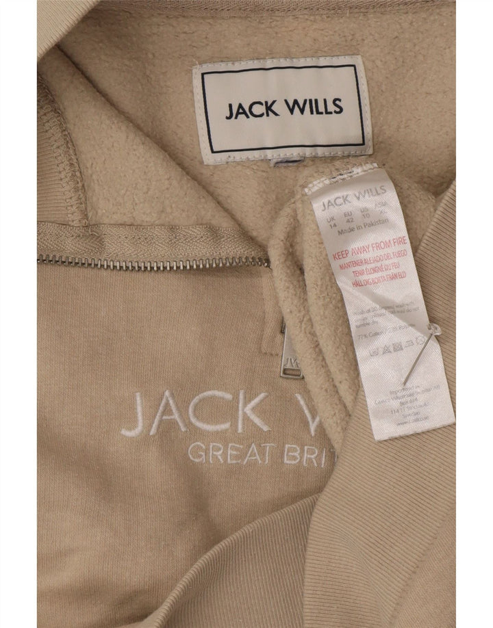 JACK WILLS Felpa oversize da donna con collo e zip, maglione UK 14 Large Beige