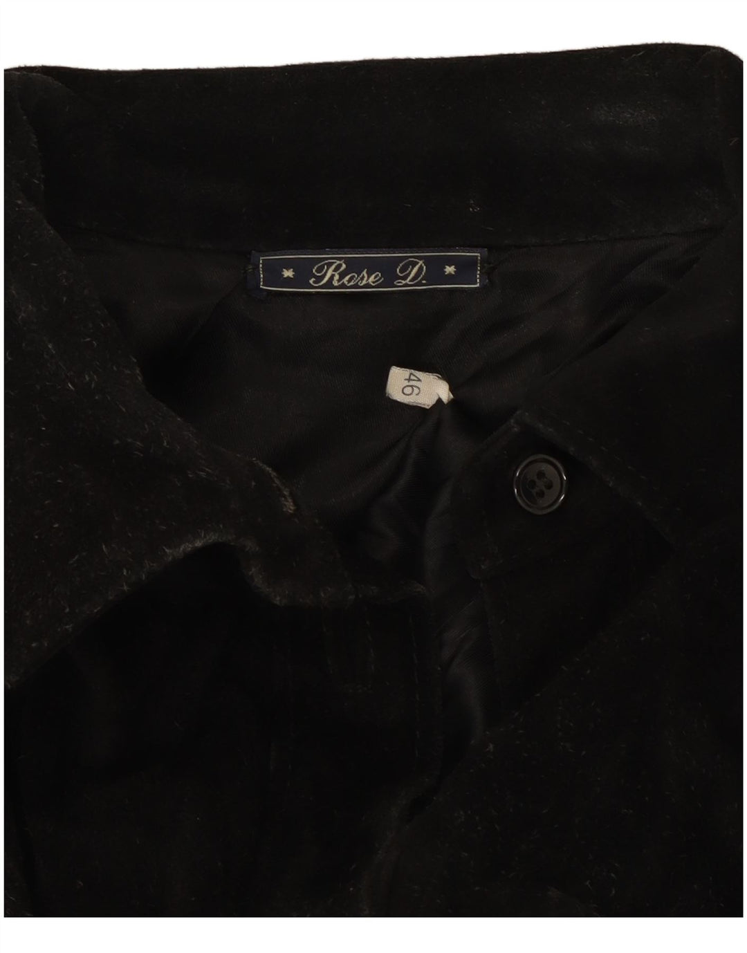 Camicia overshirt da donna vintage in pelle scamosciata IT 46 Large nera