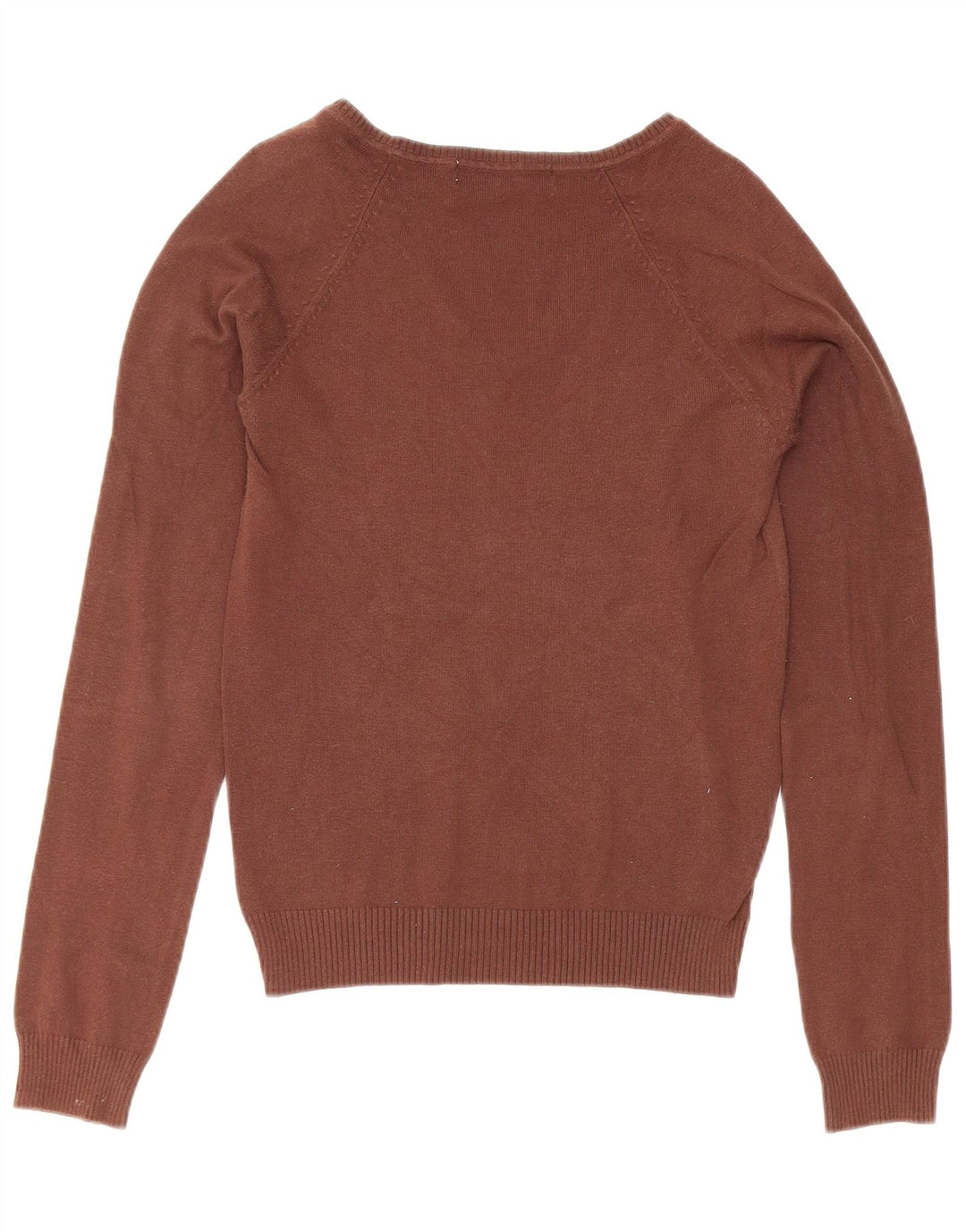 Maglione da donna con scollo a V Zara UK 12 Cotone marrone medio