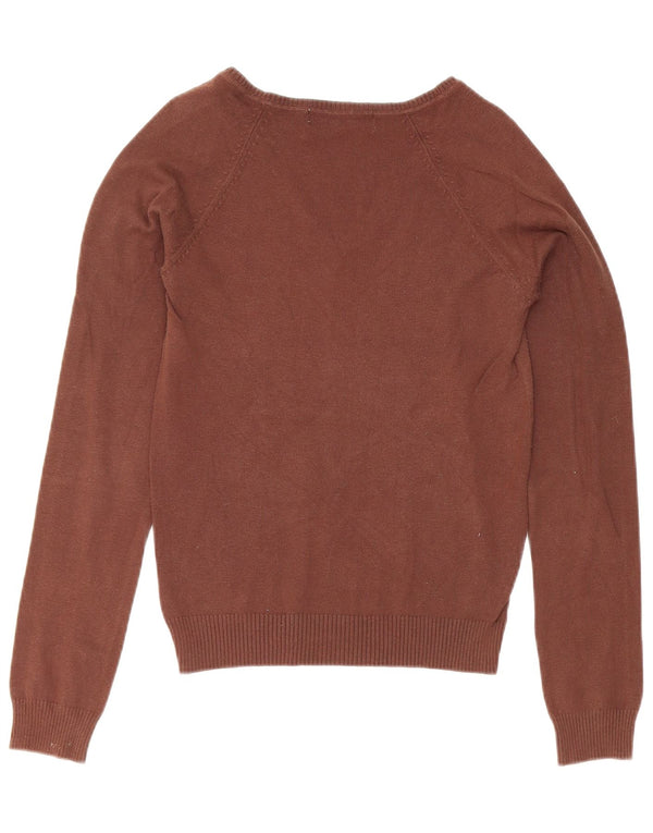 Maglione da donna con scollo a V Zara UK 12 Cotone marrone medio