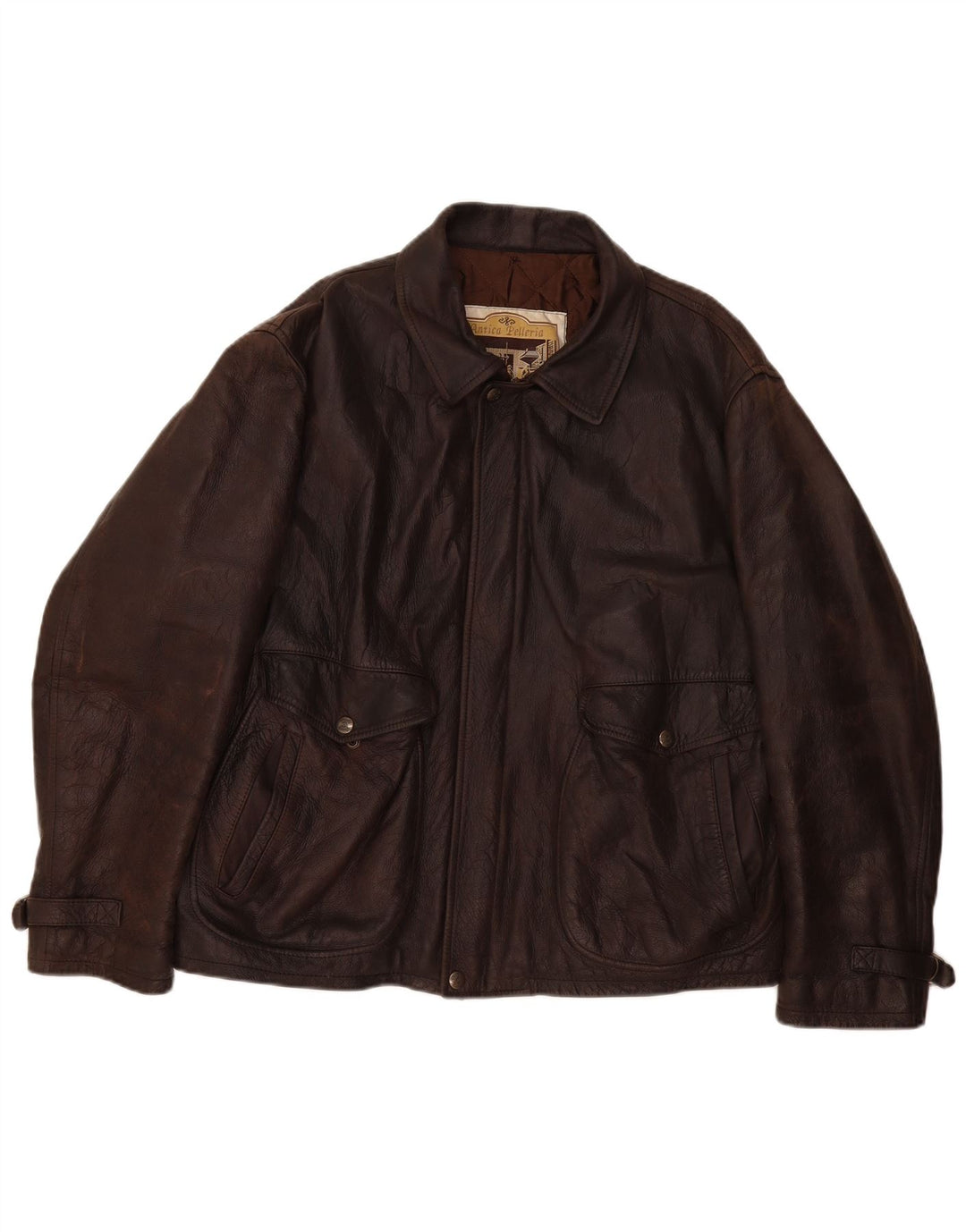 Giacca in pelle vintage da uomo UK 42 XL Marrone