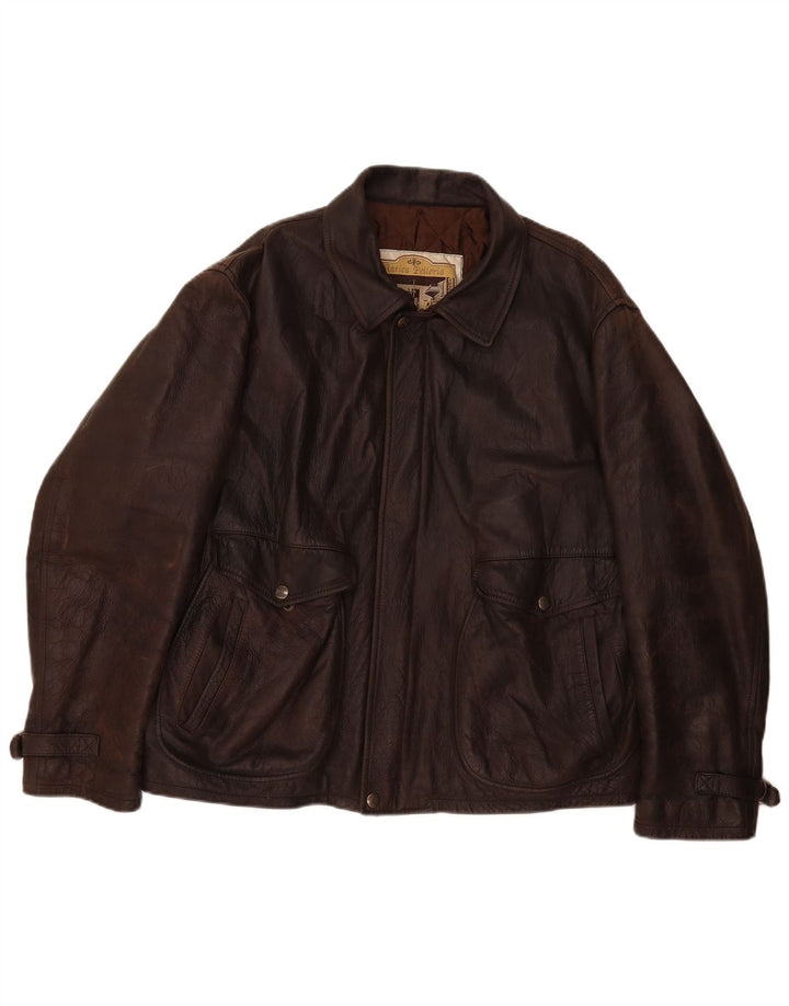 Giacca in pelle vintage da uomo UK 42 XL Marrone