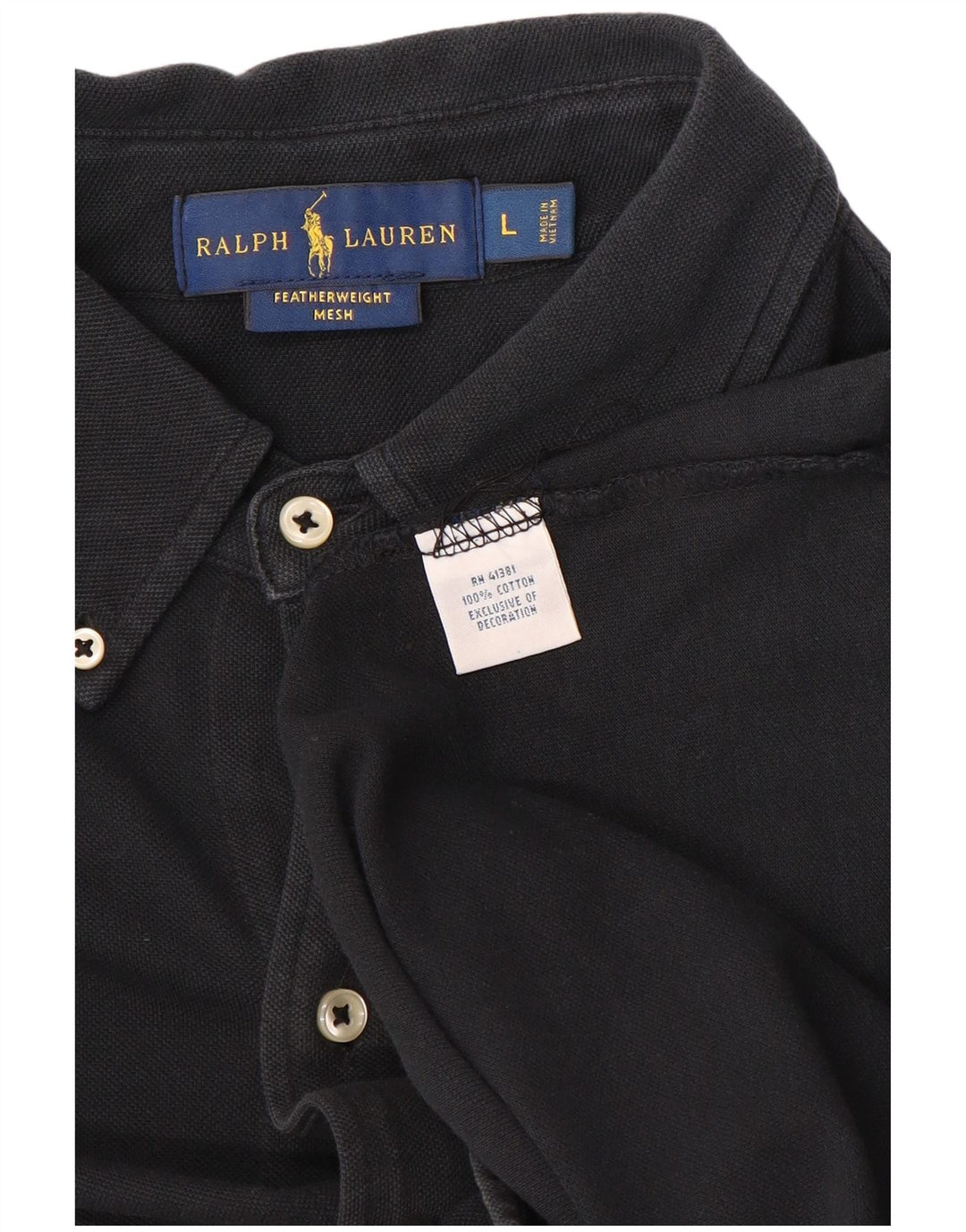 Camicia da uomo Ralph Lauren grande in cotone nero