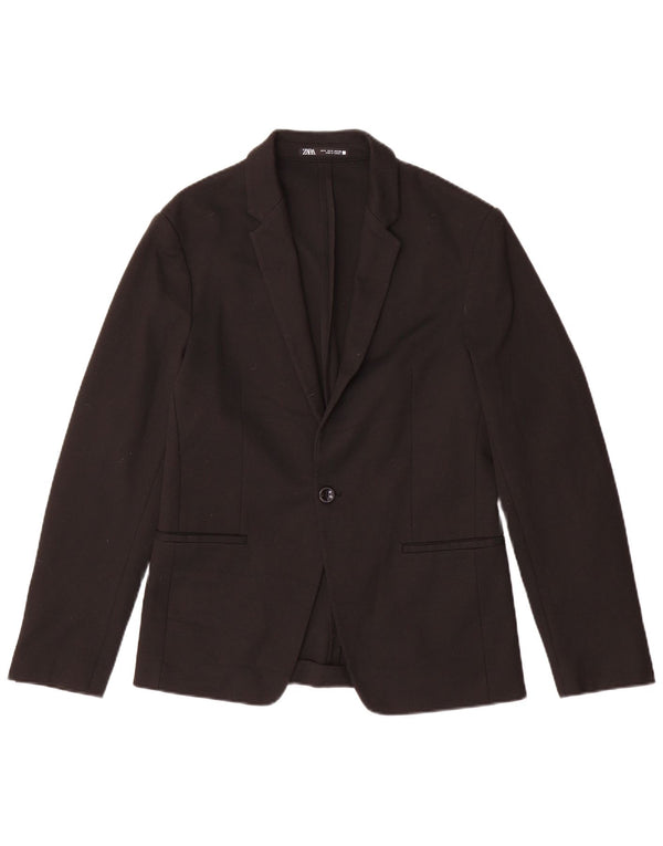 Giacca blazer da uomo a 1 bottone Zara UK 36 piccola in poliestere nero