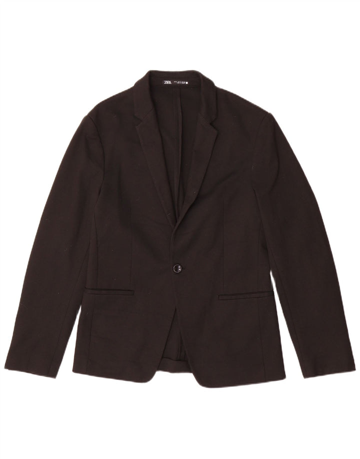 Giacca blazer da uomo a 1 bottone Zara UK 36 piccola in poliestere nero