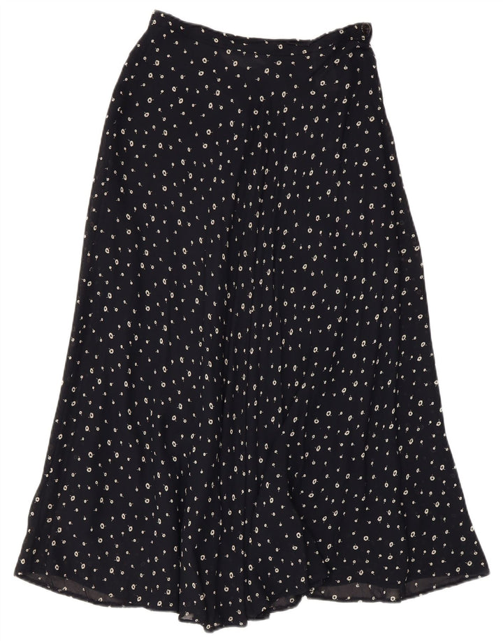 Gonna svasata Marks & Spencer da donna St. Michael UK 10 piccola W26 blu navy