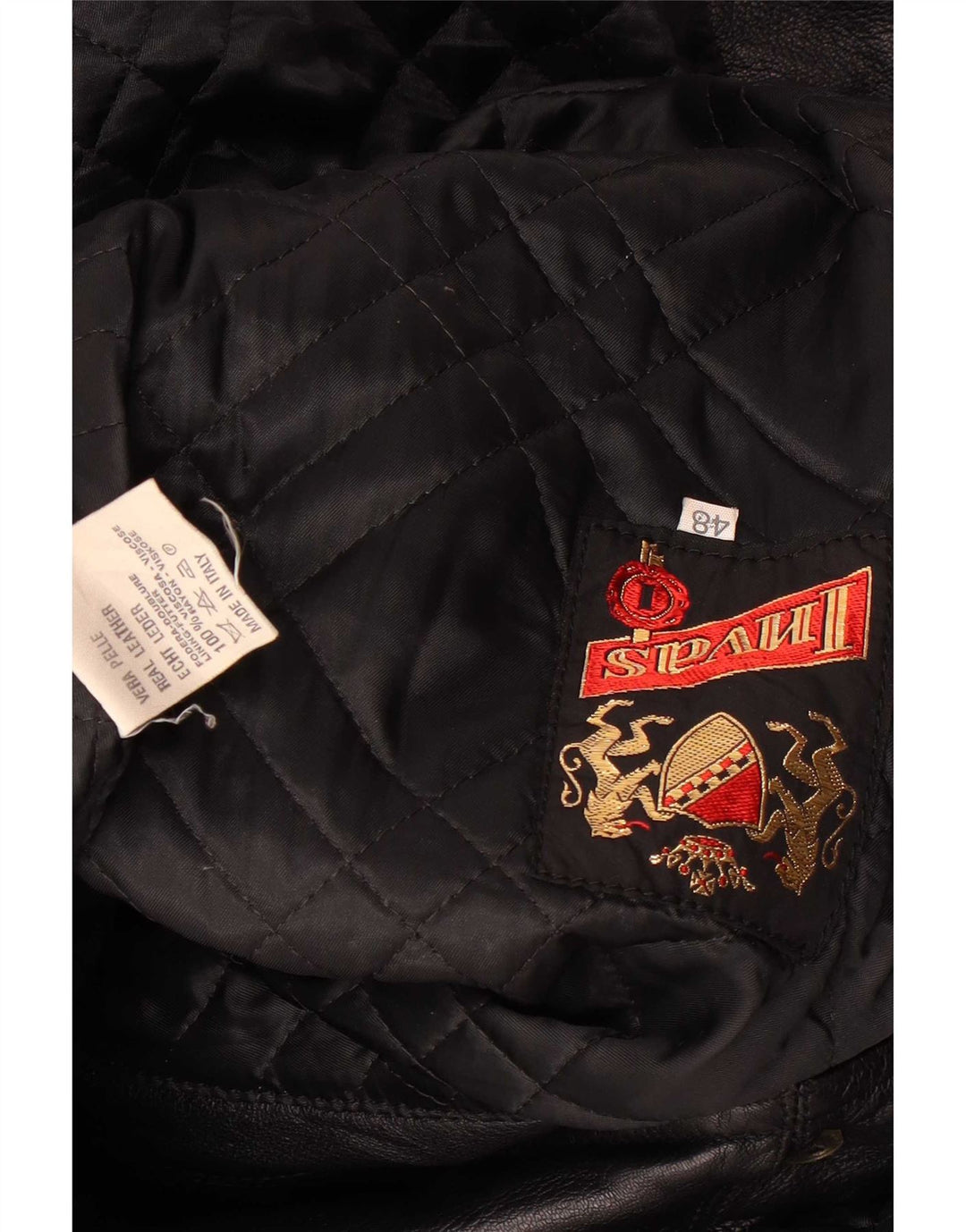 Cappotto in pelle vintage da donna IT 48 XL in pelle nera