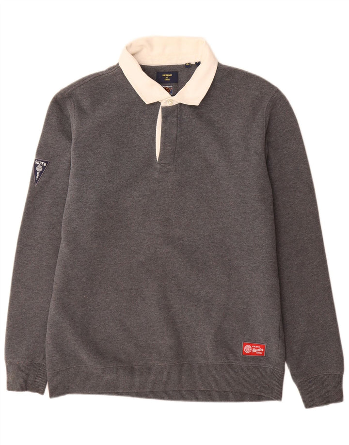 Felpa da uomo con collo alto Superdry, maglione grande, cotone grigio