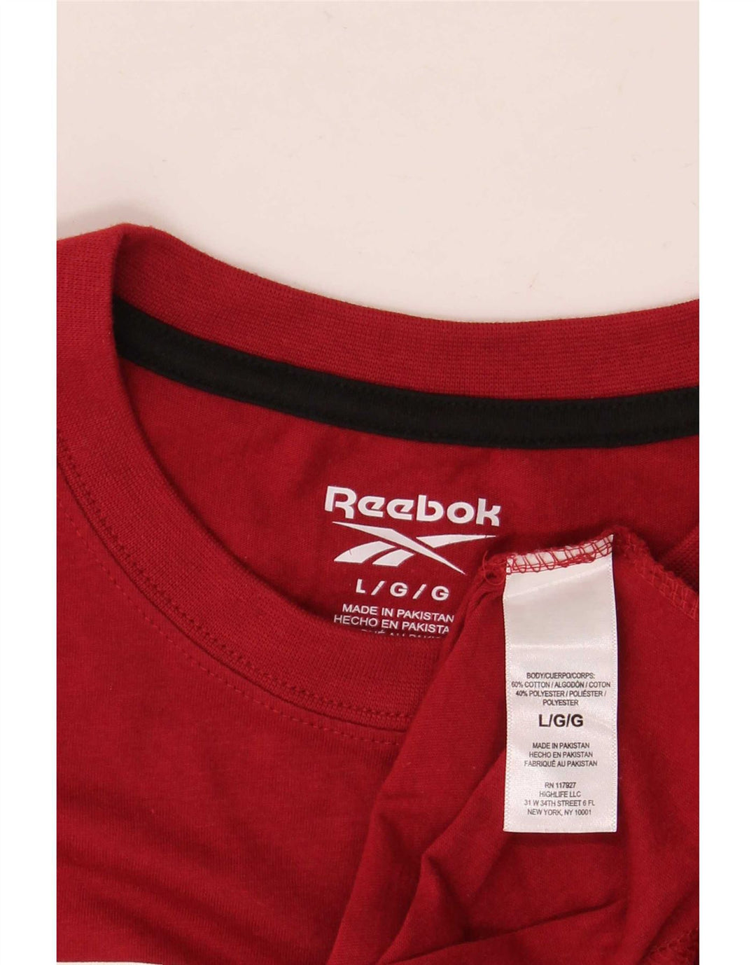 T-shirt grafica da uomo Reebok Top grande in cotone rosso