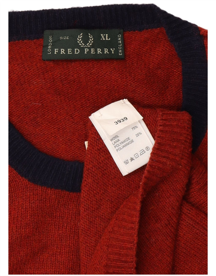 FRED PERRY Maglione girocollo da uomo XL in lana rossa