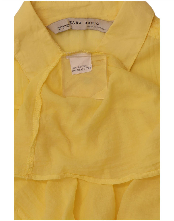 Camicetta senza maniche da donna ZARA UK 14 grande cotone giallo