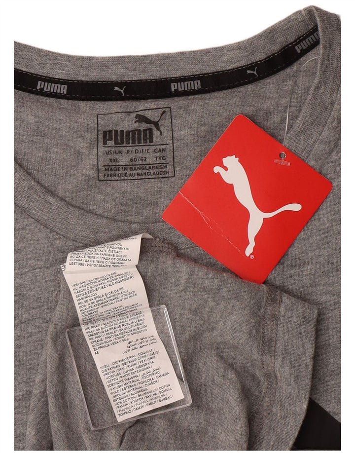 T-shirt grafica da uomo Puma Top 2XL in cotone grigio