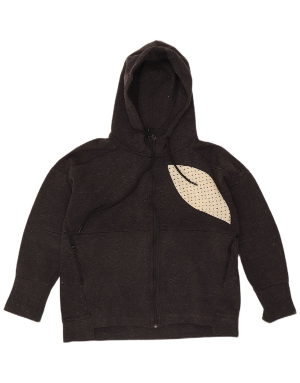 Felpa con cappuccio con zip grafica Adidas da donna UK 12/14 Grigio medio chiazzato