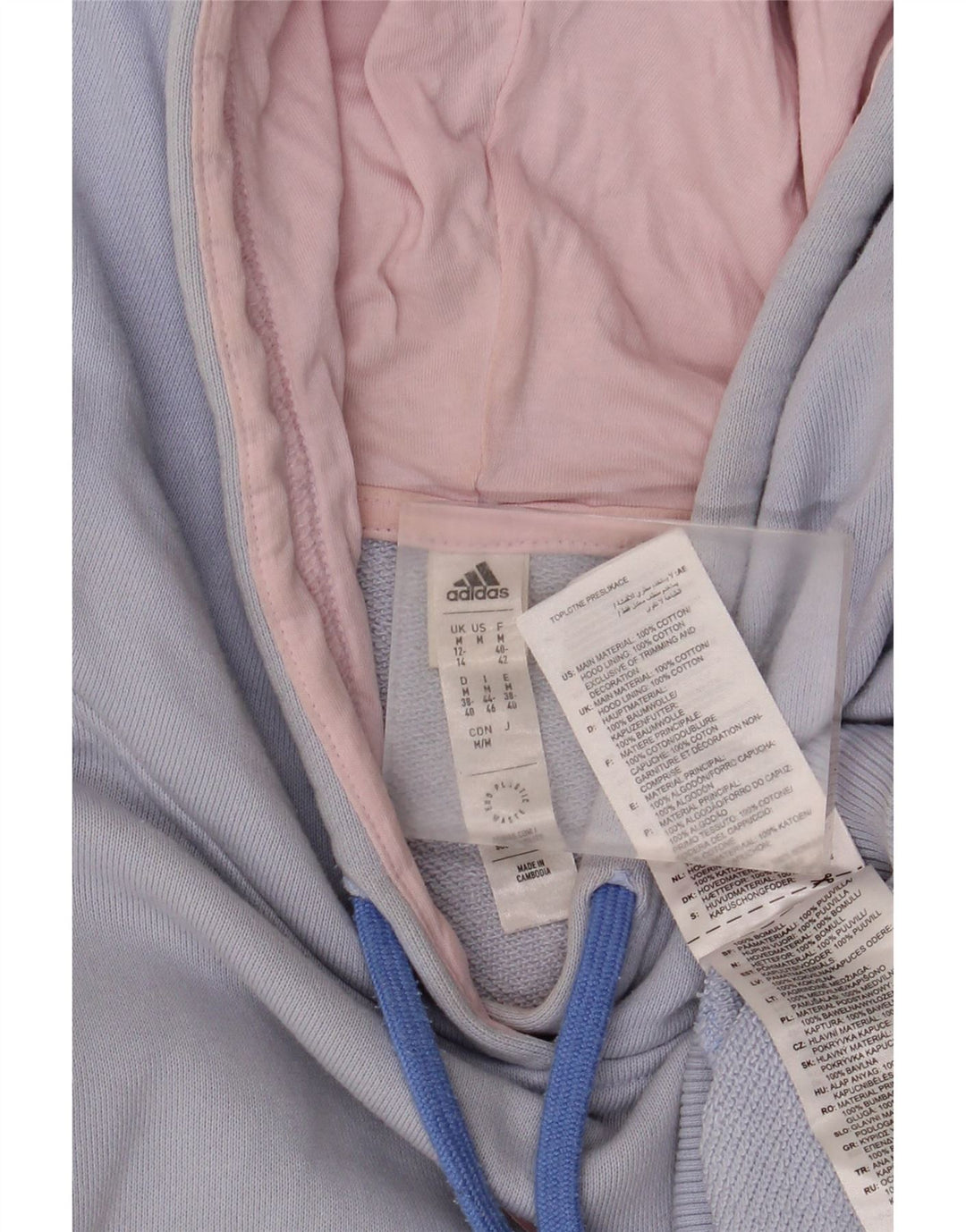 Maglione oversize con cappuccio da donna ADIDAS UK 12/14 Blu medio color block