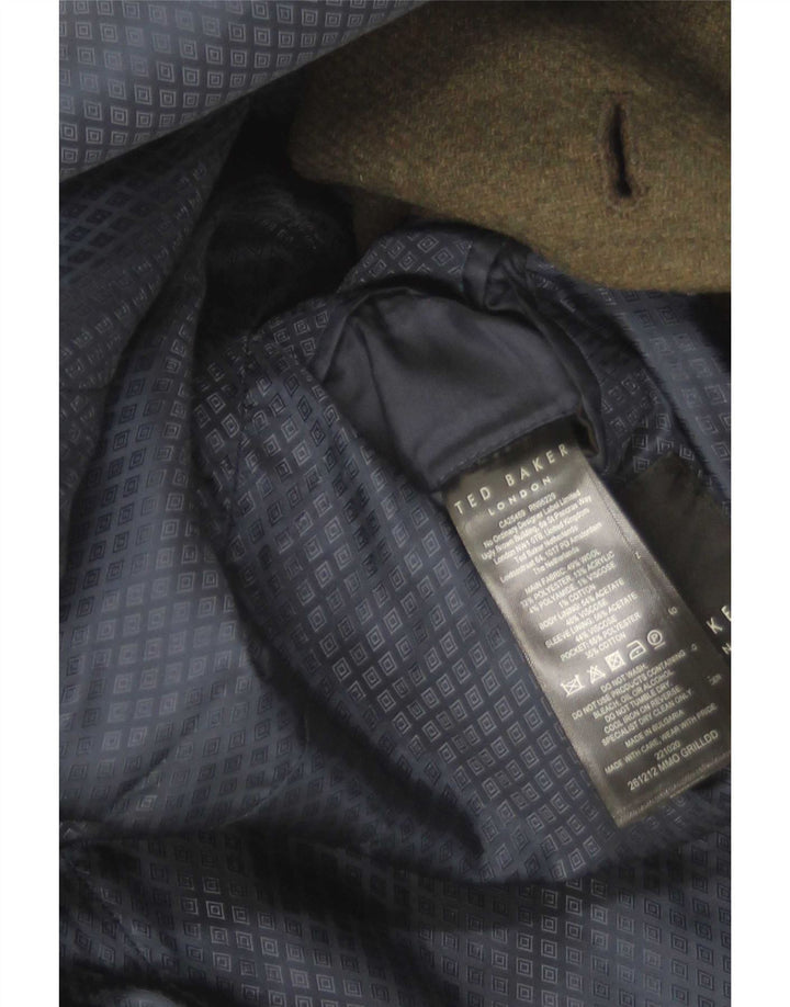 Cappotto da marinaio da uomo Ted Baker taglia 4 grande in lana kaki