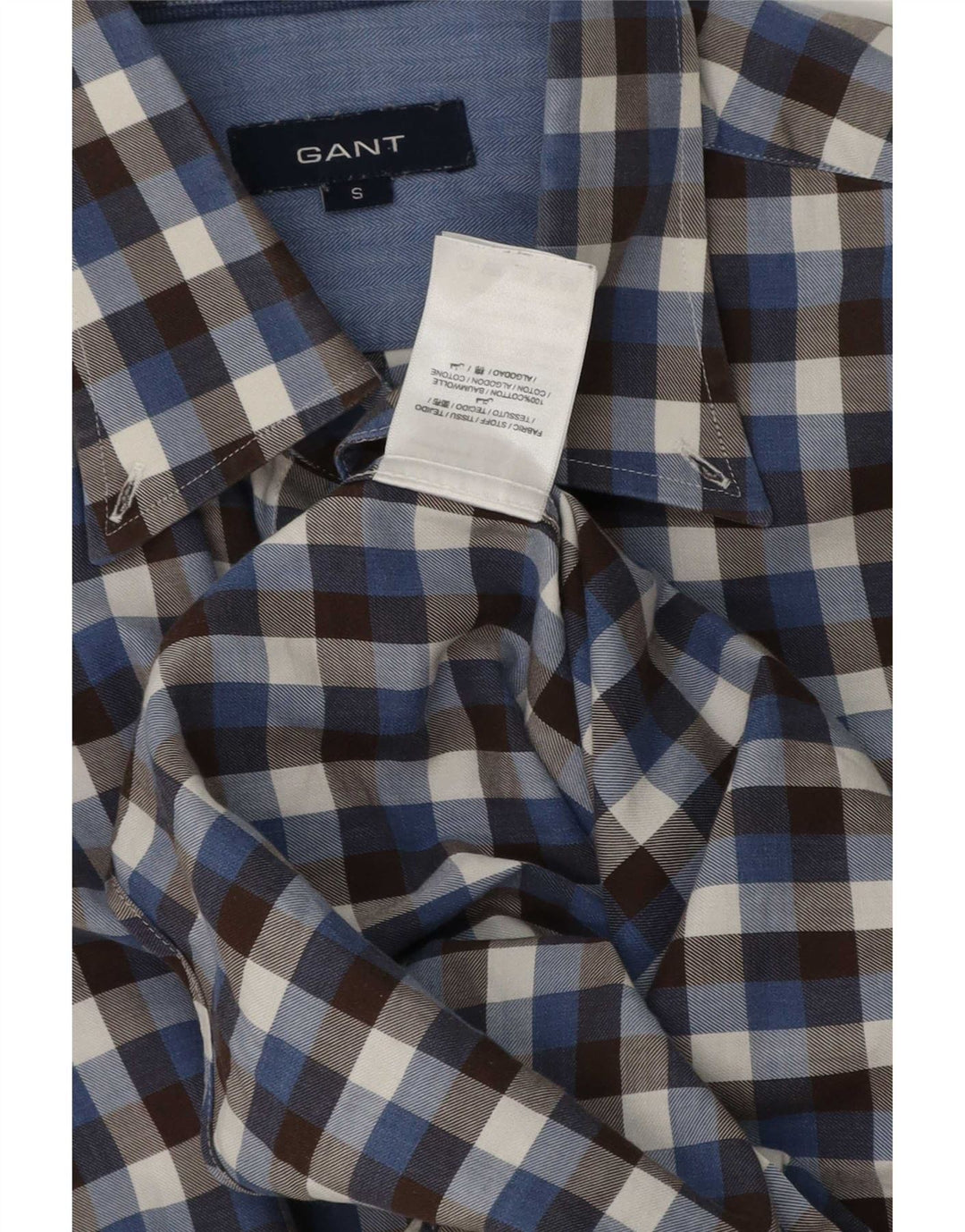 Gant Camicia in flanella da uomo piccola in cotone a quadretti blu navy