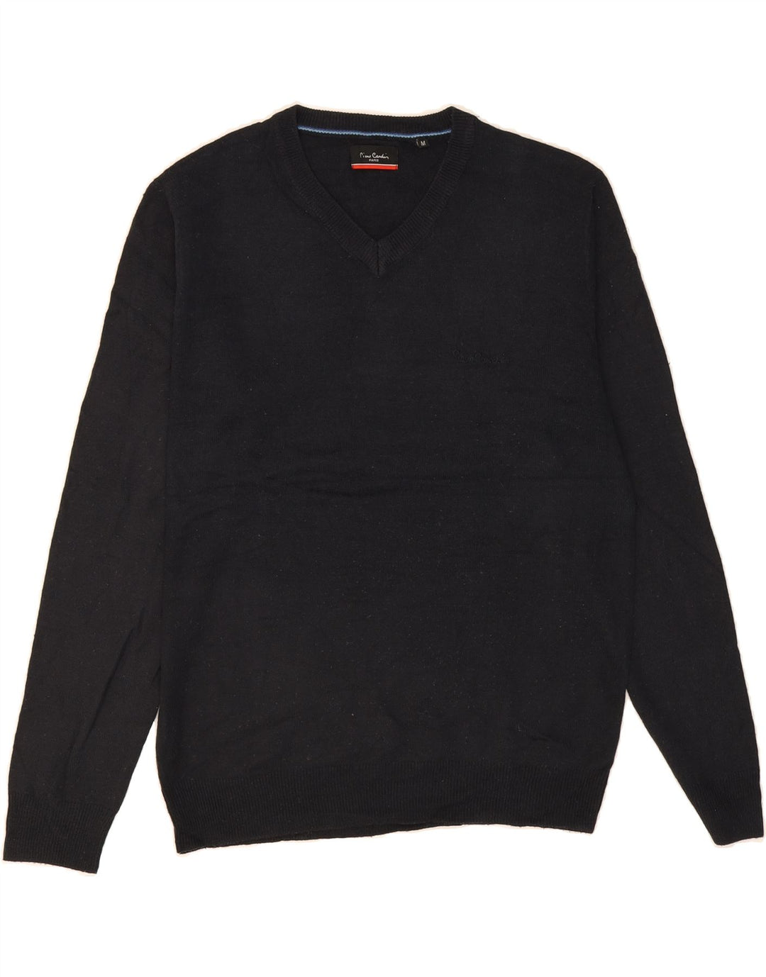 PIERRE CARDIN Mens V-Neck Jumper Sweater Medium Navy Blue Acrylic Vintage Pierre Cardin and Second-Hand Pierre Cardin from Messina Hembry 