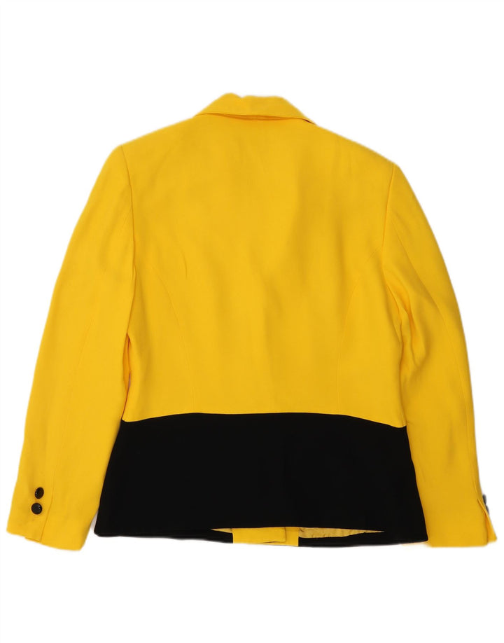 Giacca blazer vintage da donna a 3 bottoni UK 14 color block giallo medio