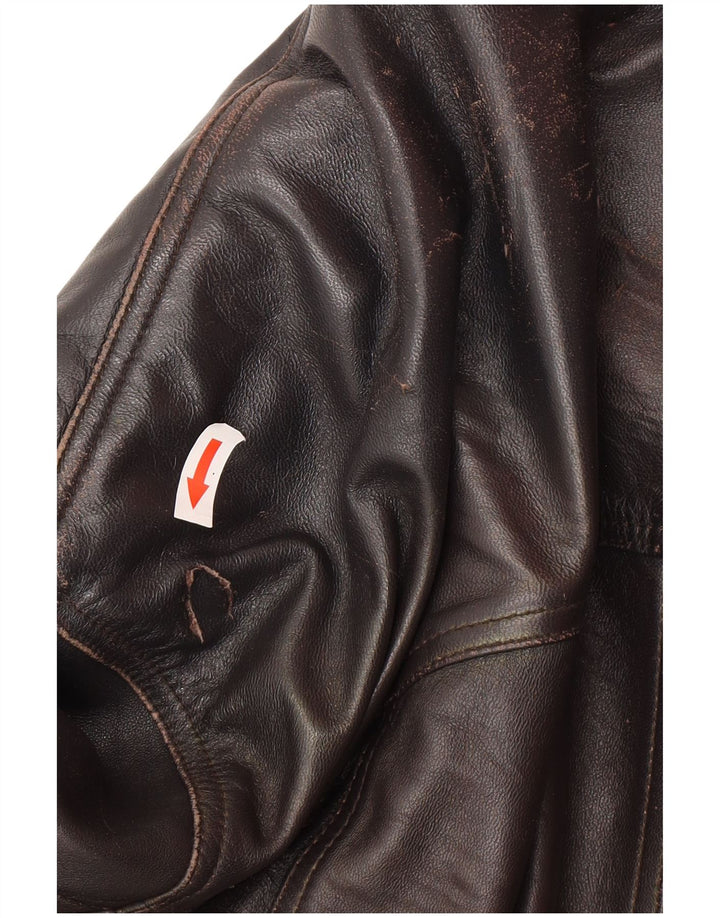 Giacca in pelle vintage da uomo UK 44 2XL Pelle nera