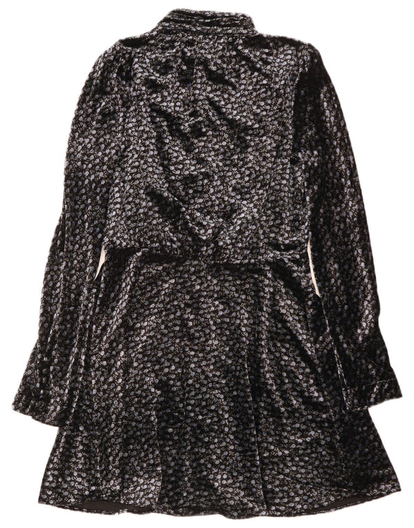 Abito a trapezio a maniche lunghe da donna Zara UK 10 piccolo floreale nero