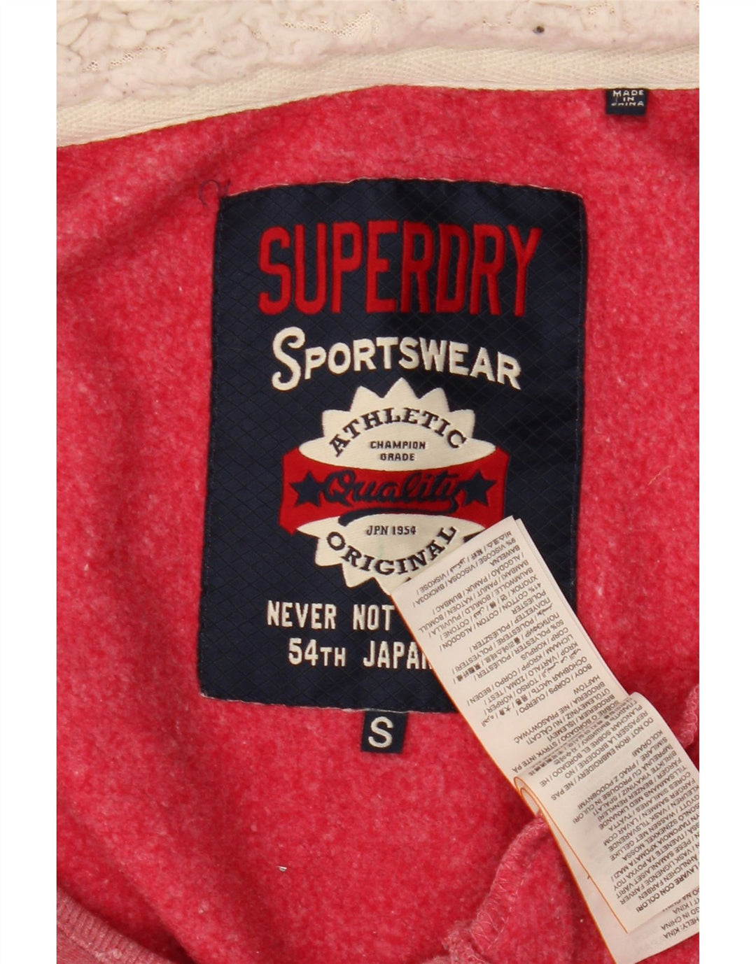 Felpa con cappuccio e zip grafica da donna Superdry UK 10 Small Pink Poliestere