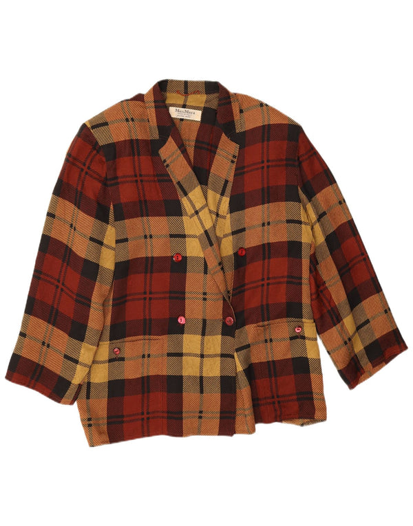 Giacca blazer doppiopetto da donna Max Mara UK 14 grande quadretto bordeaux