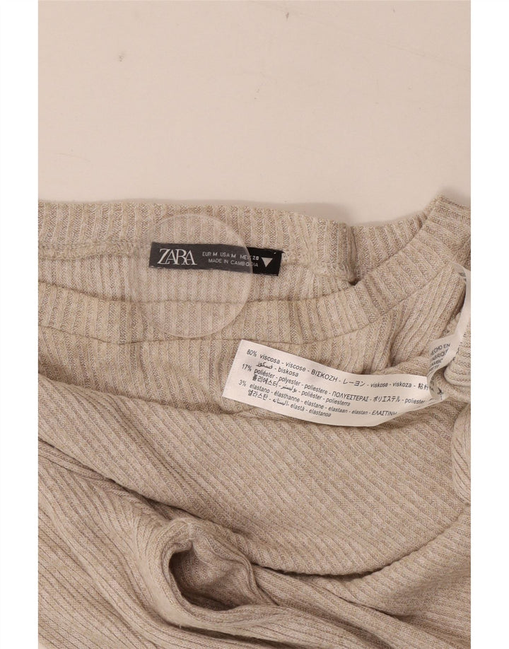 Top Zara da donna a maniche lunghe UK 12 Viscosa beige medio