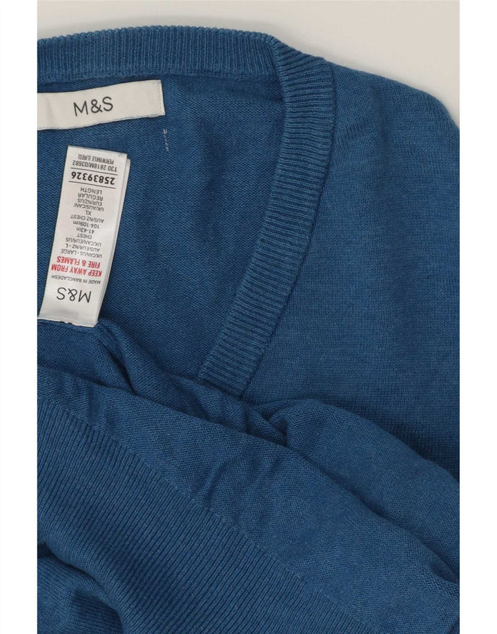 Maglione da uomo con scollo a V Marks & Spencer XL in cotone blu