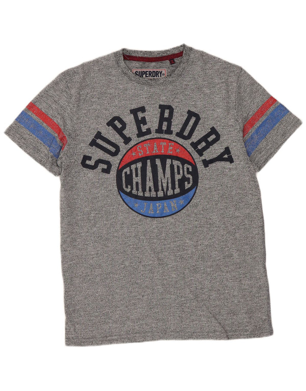 T-shirt grafica da uomo Superdry Top in cotone chiazzato grigio piccolo