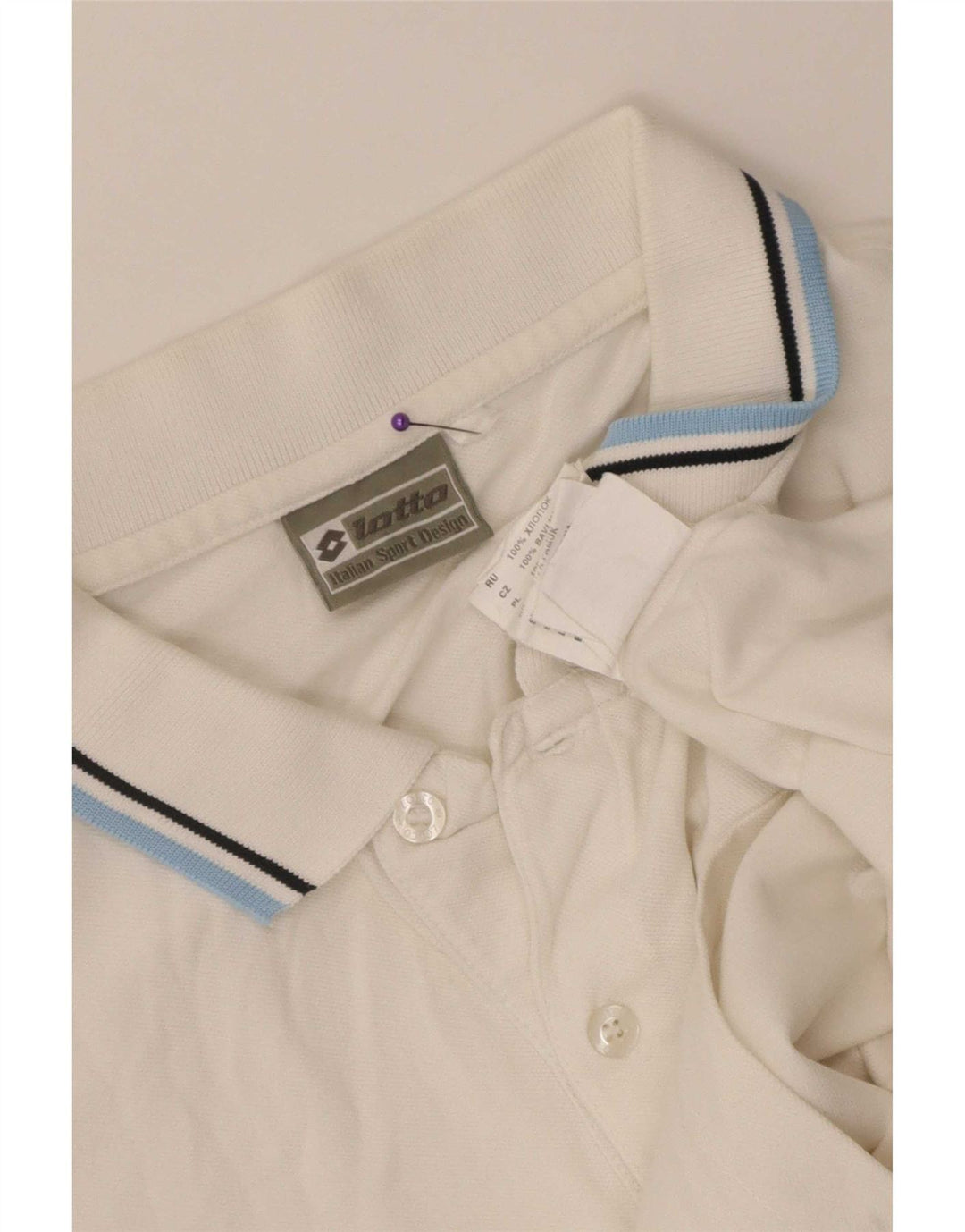 Polo da uomo Lotto Large in cotone a righe bianche