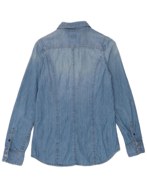 PEPE Jeans Camicia in denim da donna UK 10 Piccolo cotone blu