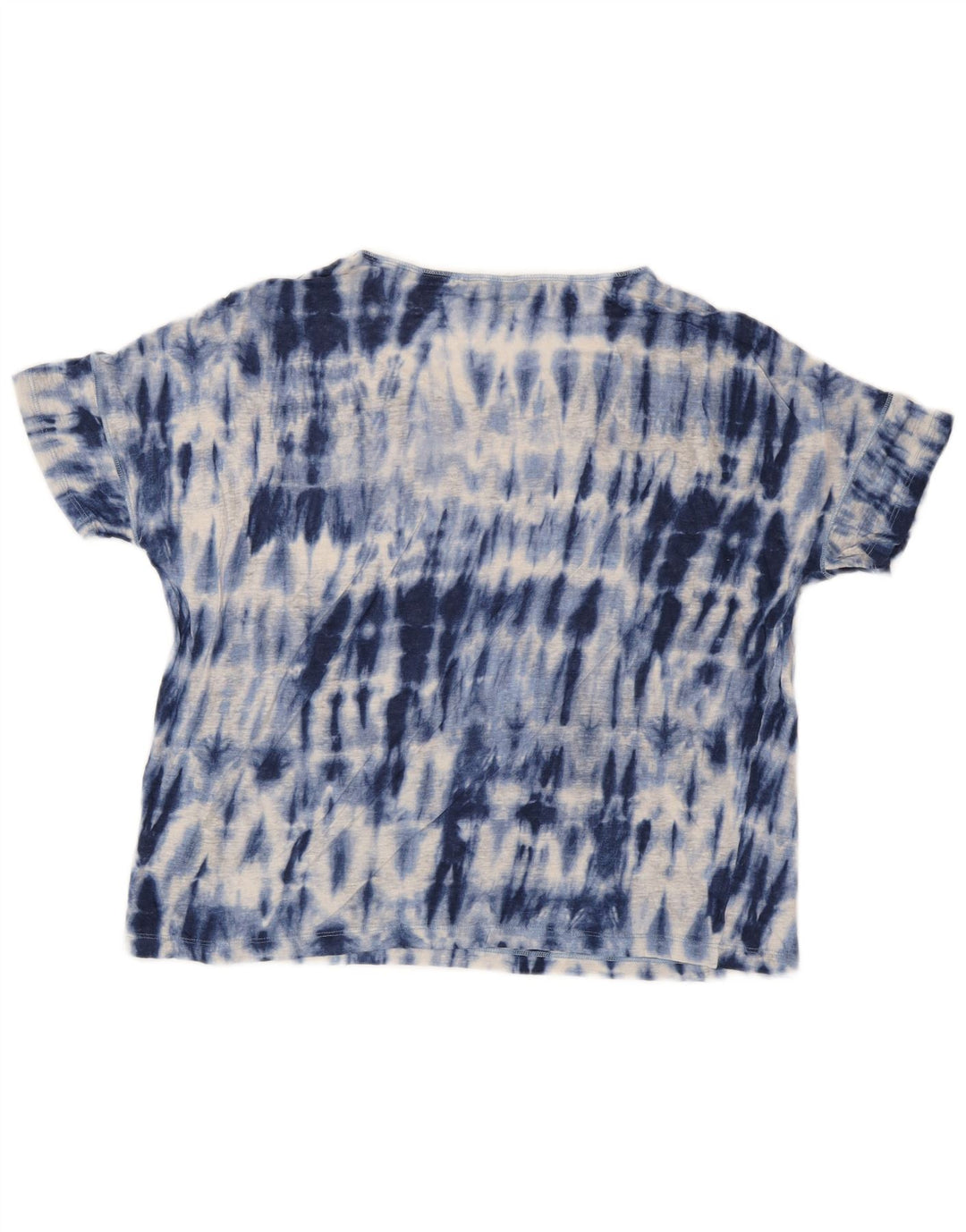 RALPH LAUREN T-shirt da donna Top UK 14 Lino tie dye blu medio