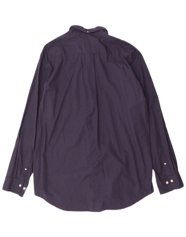 Gant Camicia da uomo in popeline vestibilità regolare taglia 45/46 2XL cotone maculato blu navy