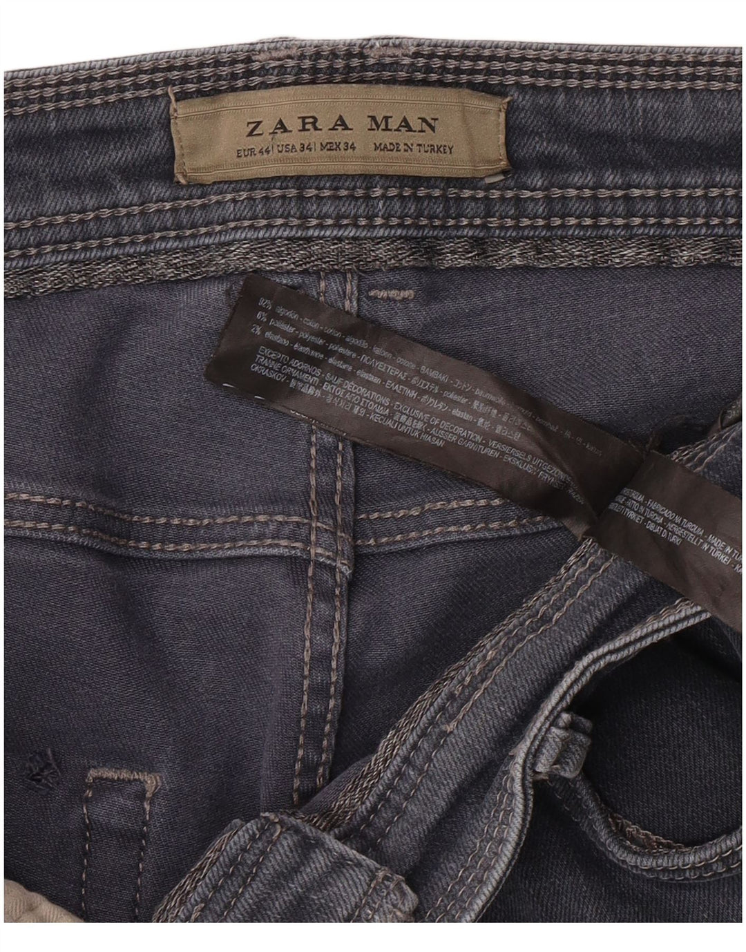 Jeans slim da uomo ZARA EU 44 Large W34 L30 cotone blu