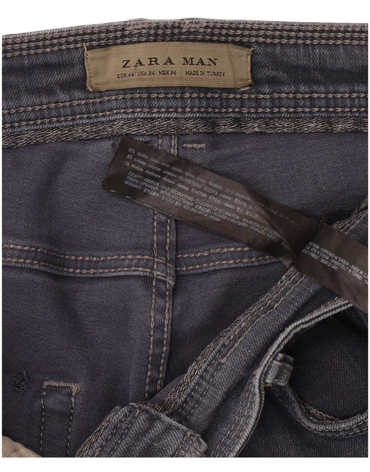 Jeans slim da uomo ZARA EU 44 Large W34 L30 cotone blu